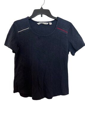 Tommy Hilfiger Womens Navy Blue T-Shirt XL Cotton Blend Short Sleeve Casual Top